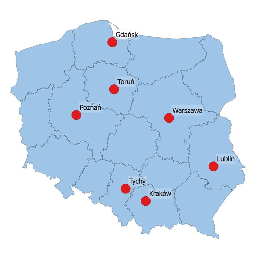 Mapka z lokalizacjami